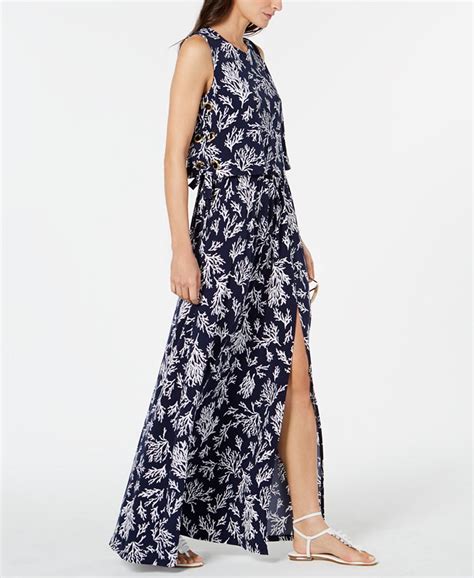 michael kors grommet-laced maxi dress|Michael Kors Printed Grommet.